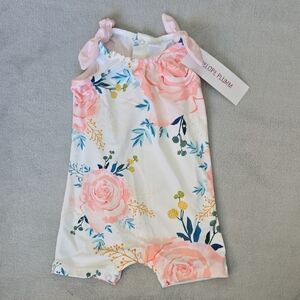 Pink and Blue Floral Bodysuit with Airy Sleeveless Design